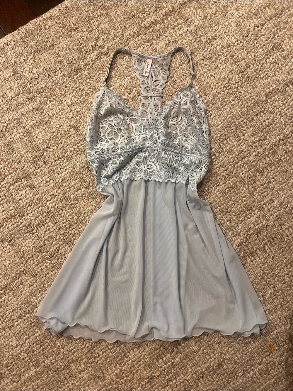 Jezebel Light Blue Lace-Trim Chemise